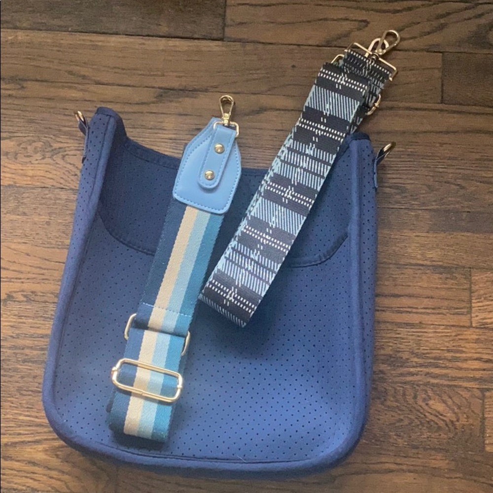 Ah dorned blue bag
